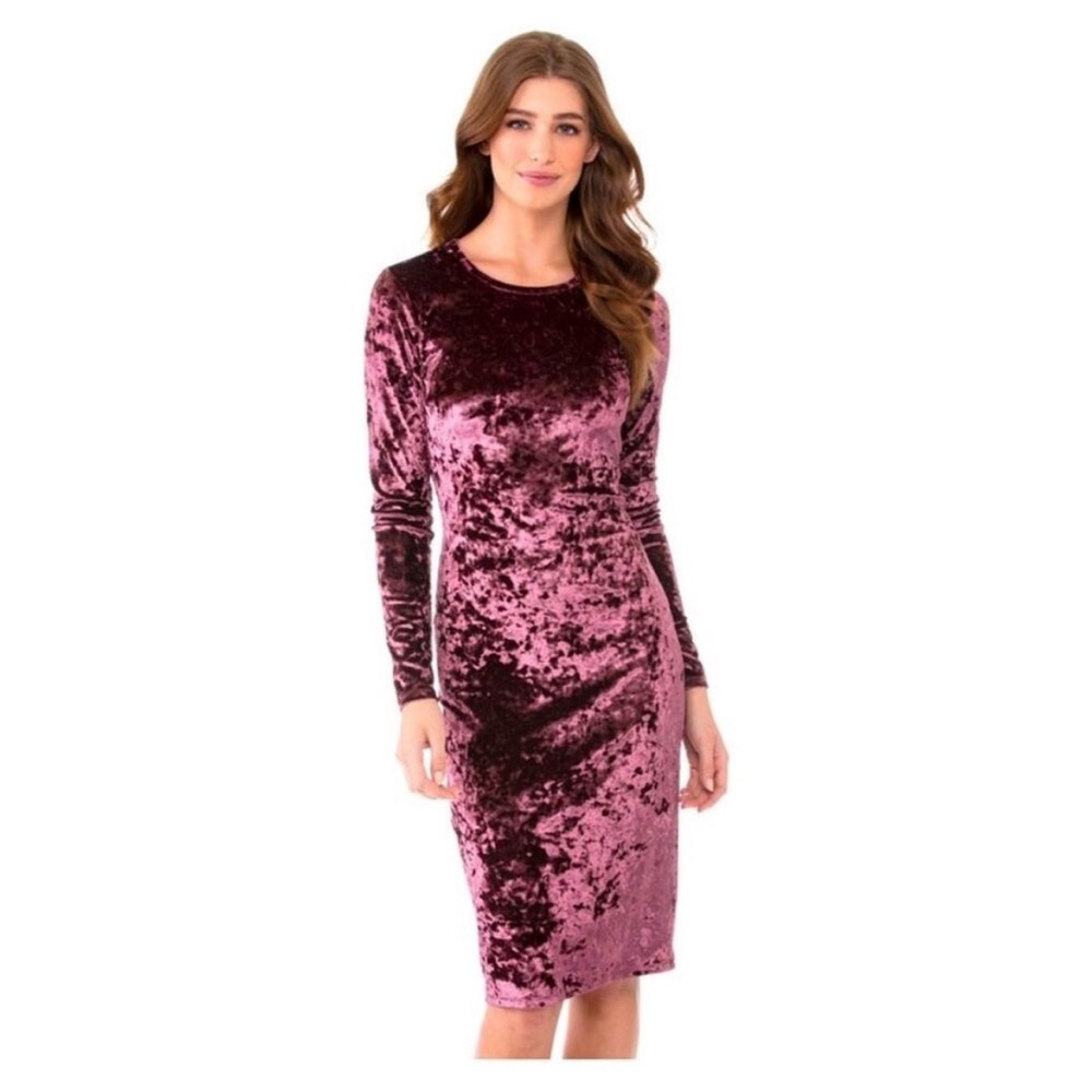 Michael Kors Cordovan Panne Stretch Crushed Velvet Midi Dress